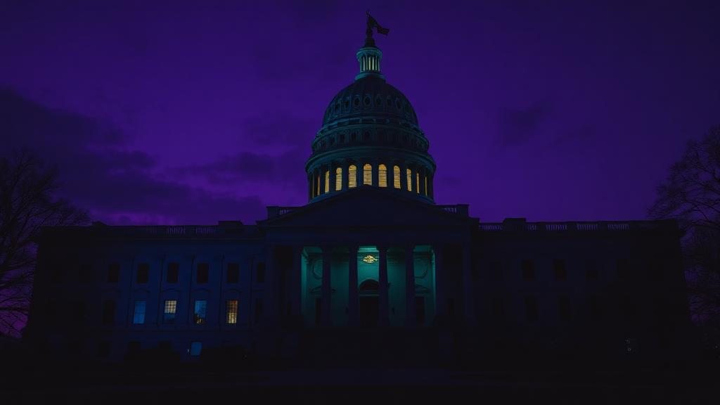 Government building at dusk